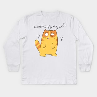 What's Going On? Orange Tabby Cat Kids Long Sleeve T-Shirt